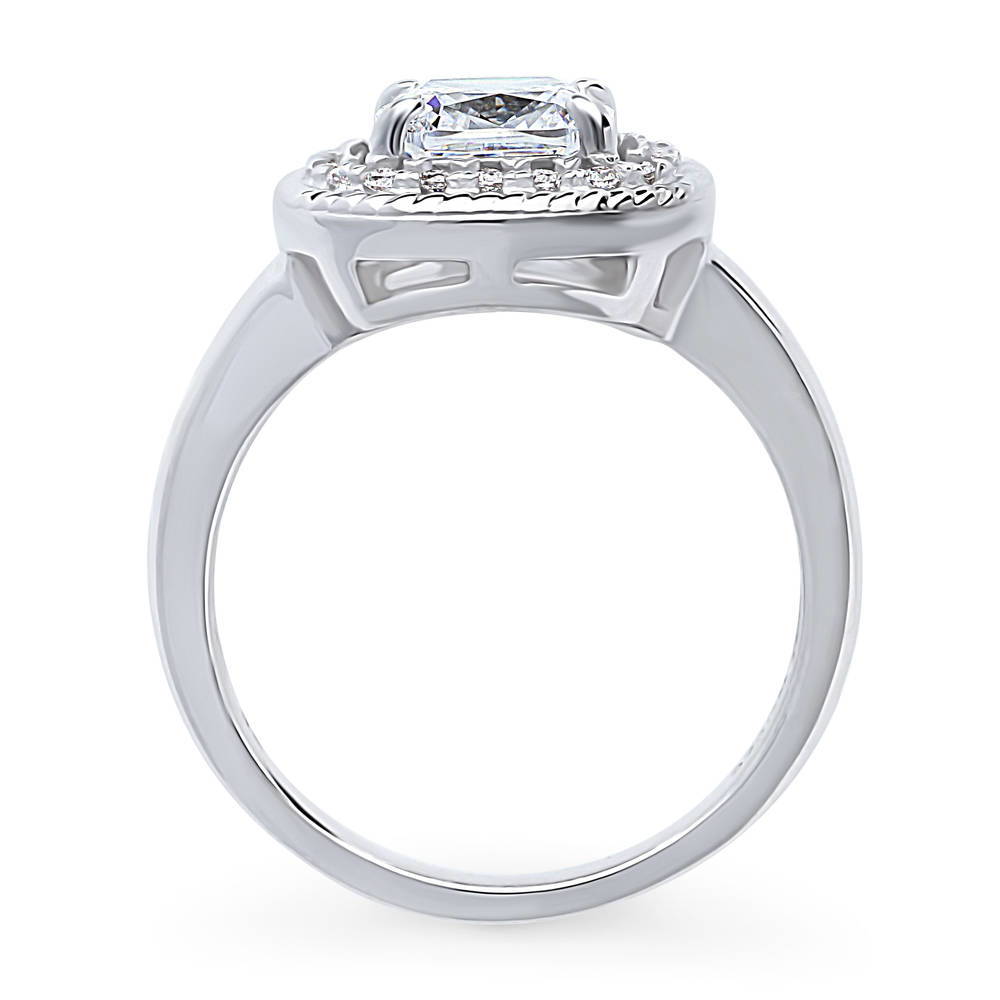 Halo Woven Cushion CZ Ring in Sterling Silver