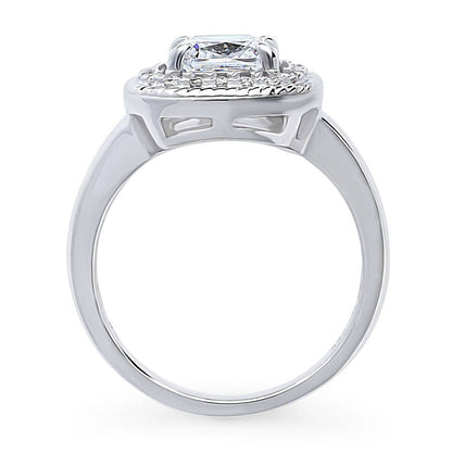 Halo Woven Art Deco Cushion CZ Ring in Sterling Silver