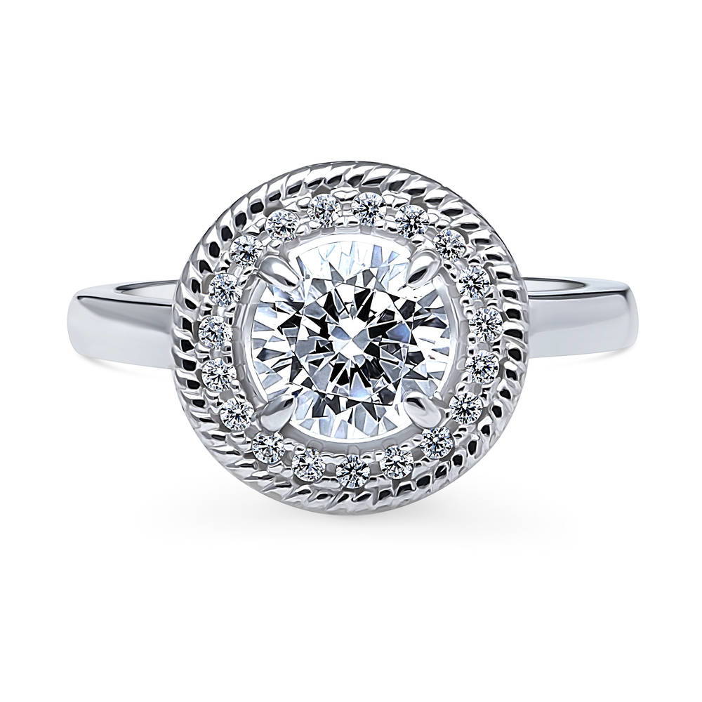 Halo Cable Art Deco CZ Ring in Sterling Silver