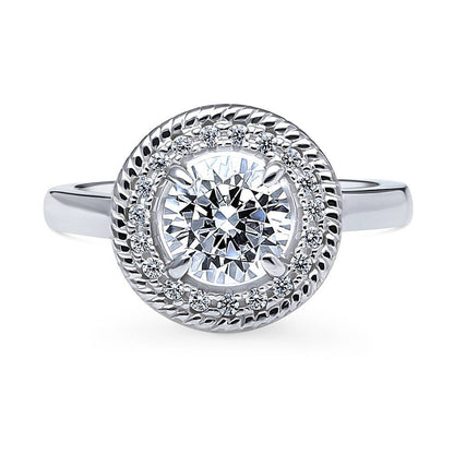 Halo Cable Art Deco CZ Ring in Sterling Silver