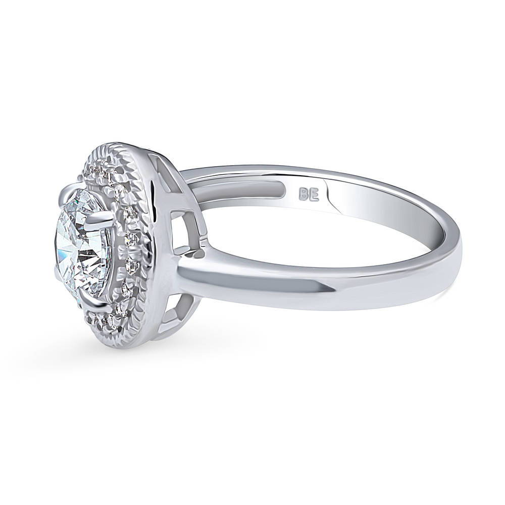 Angle view of Halo Cable Art Deco CZ Ring in Sterling Silver, 5 of 8