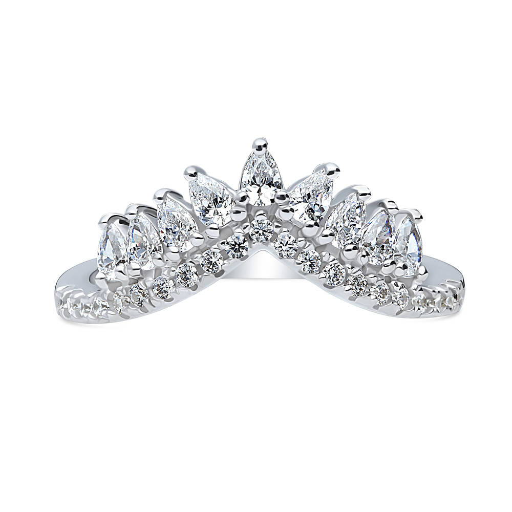 Wishbone Crown CZ Curved Half Eternity Ring in Sterling Silver, 1 of 9