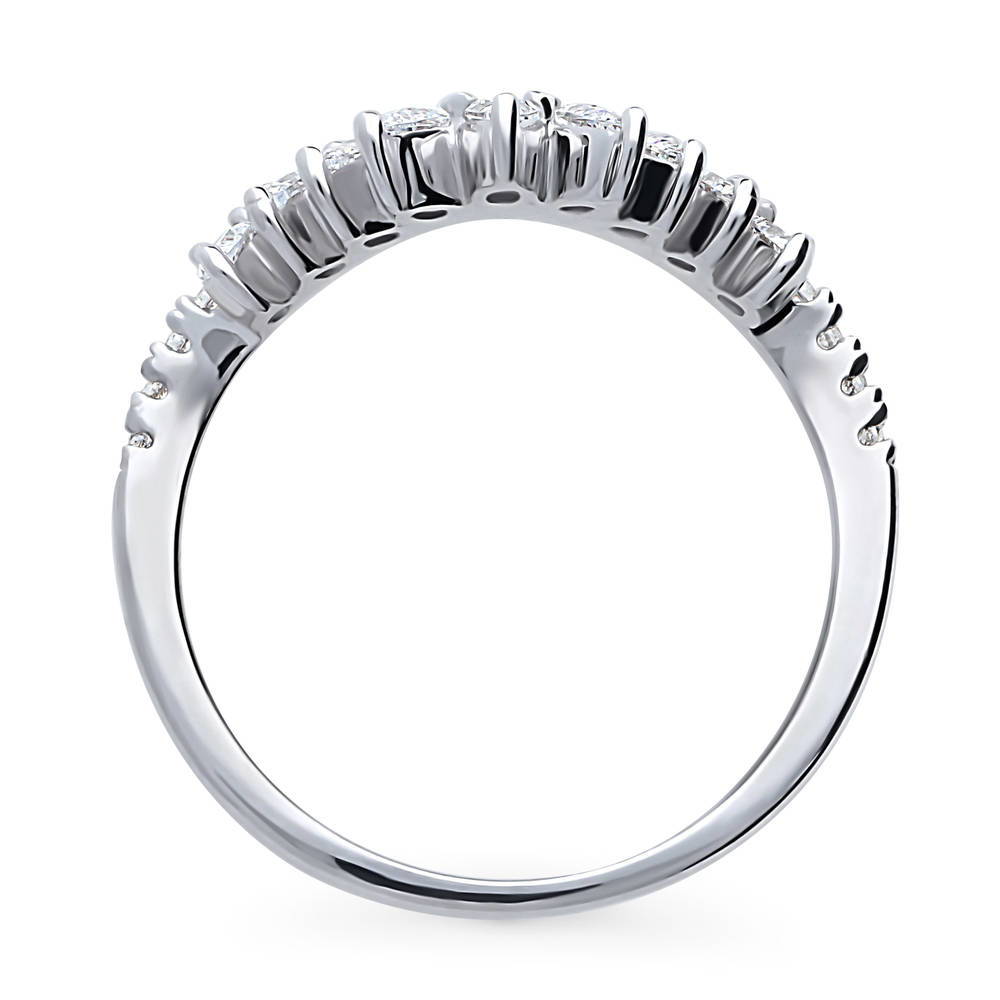 Alternate view of Wishbone Crown CZ Curved Half Eternity Ring in Sterling Silver, 7 of 8