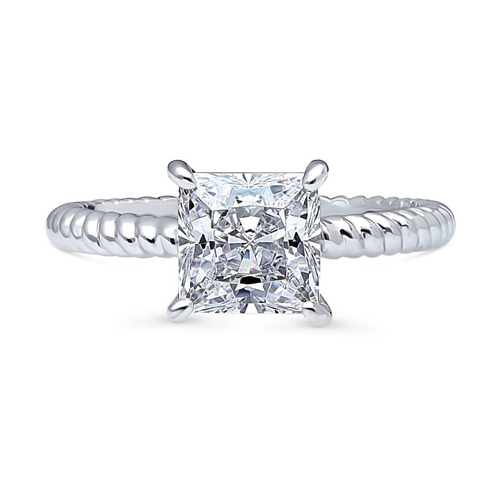 Woven Solitaire 2ct CZ Ring in Sterling Silver, 1 of 8