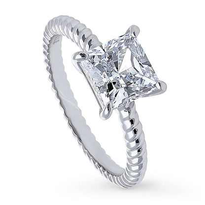 Woven Solitaire 2ct CZ Ring in Sterling Silver