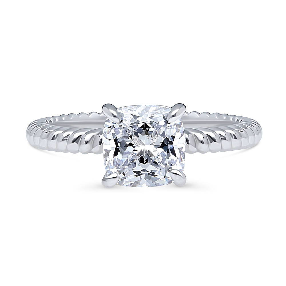 Woven Solitaire 2ct CZ Ring in Sterling Silver, 1 of 7