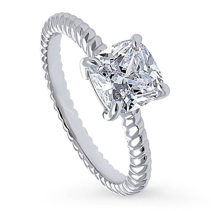Woven Solitaire 2ct CZ Ring in Sterling Silver