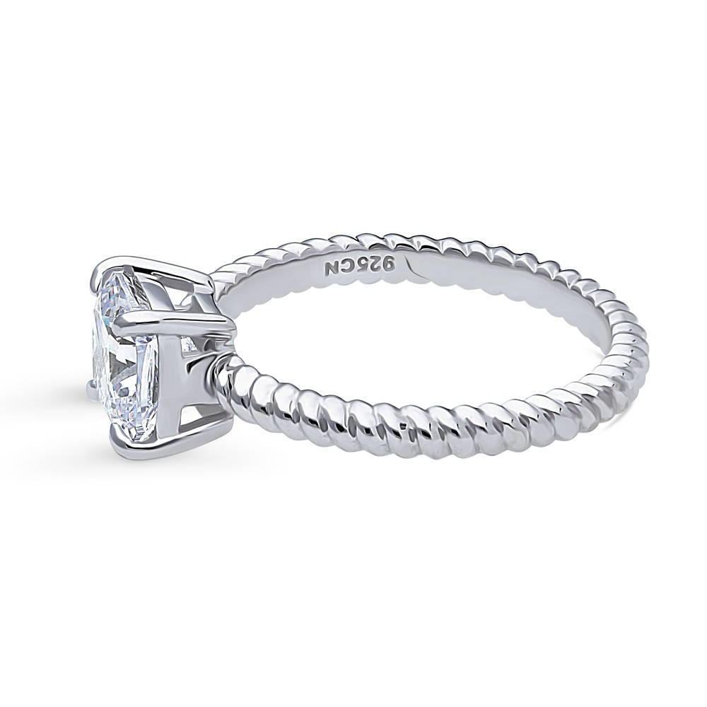 Angle view of Woven Solitaire 2ct CZ Ring in Sterling Silver, 5 of 7