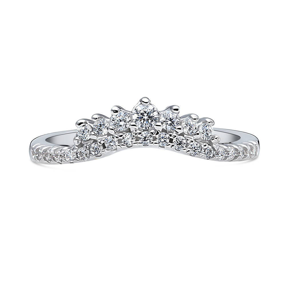 Wishbone CZ Curved Half Eternity Ring in Sterling Silver, 1 of 8