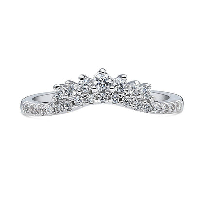 Wishbone CZ Eternity Ring in Sterling Silver