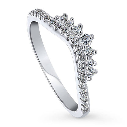 Wishbone CZ Eternity Ring in Sterling Silver