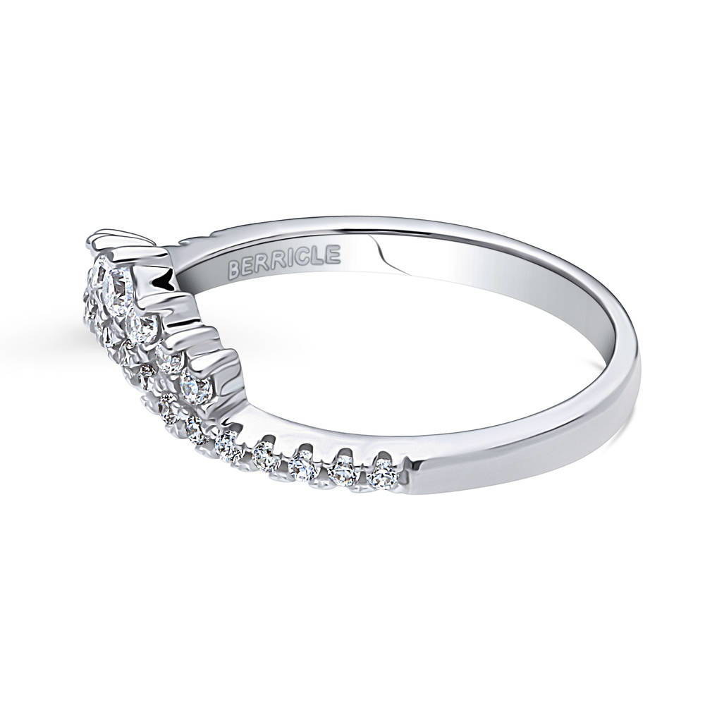 Angle view of Wishbone CZ Eternity Ring in Sterling Silver, 5 of 8