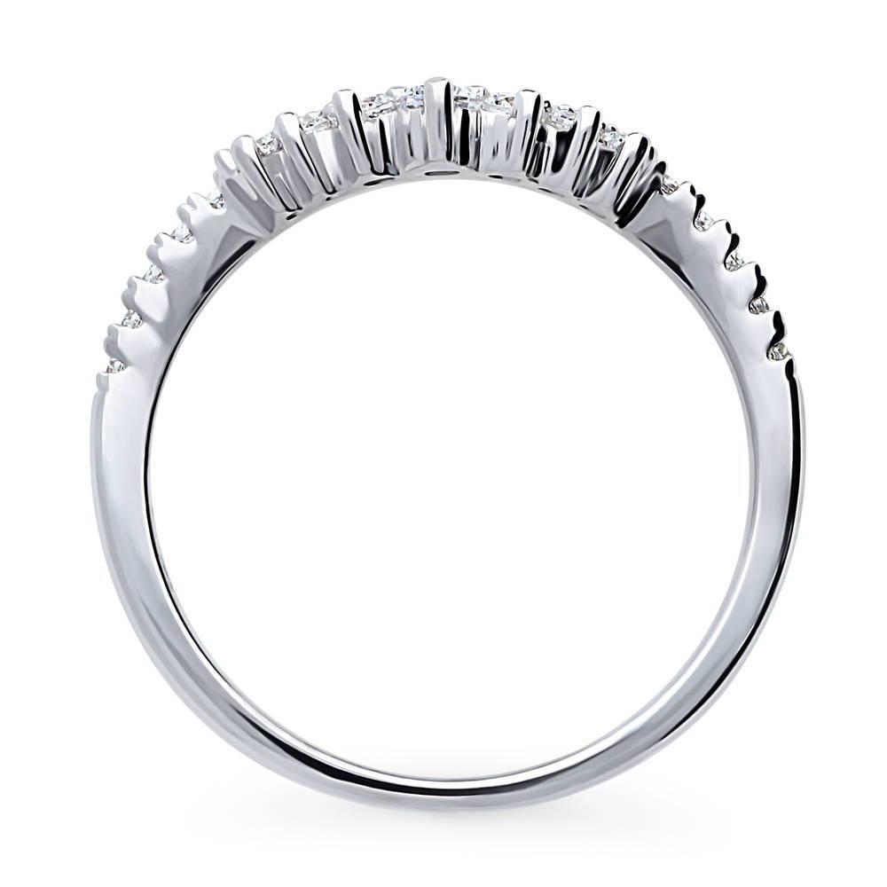 Alternate view of Wishbone CZ Curved Half Eternity Ring in Sterling Silver, 8 of 8
