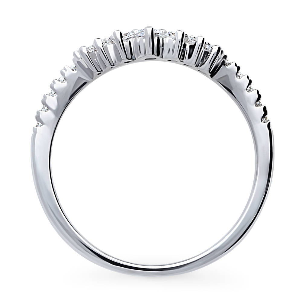 Wishbone CZ Eternity Ring in Sterling Silver