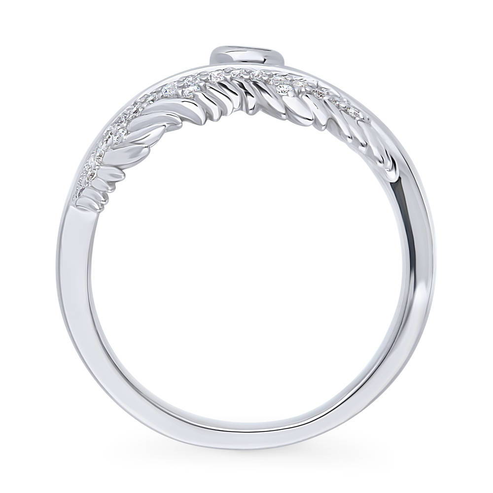 Alternate view of Feather Bypass Wrap CZ Ring in Sterling Silver, 8 of 9