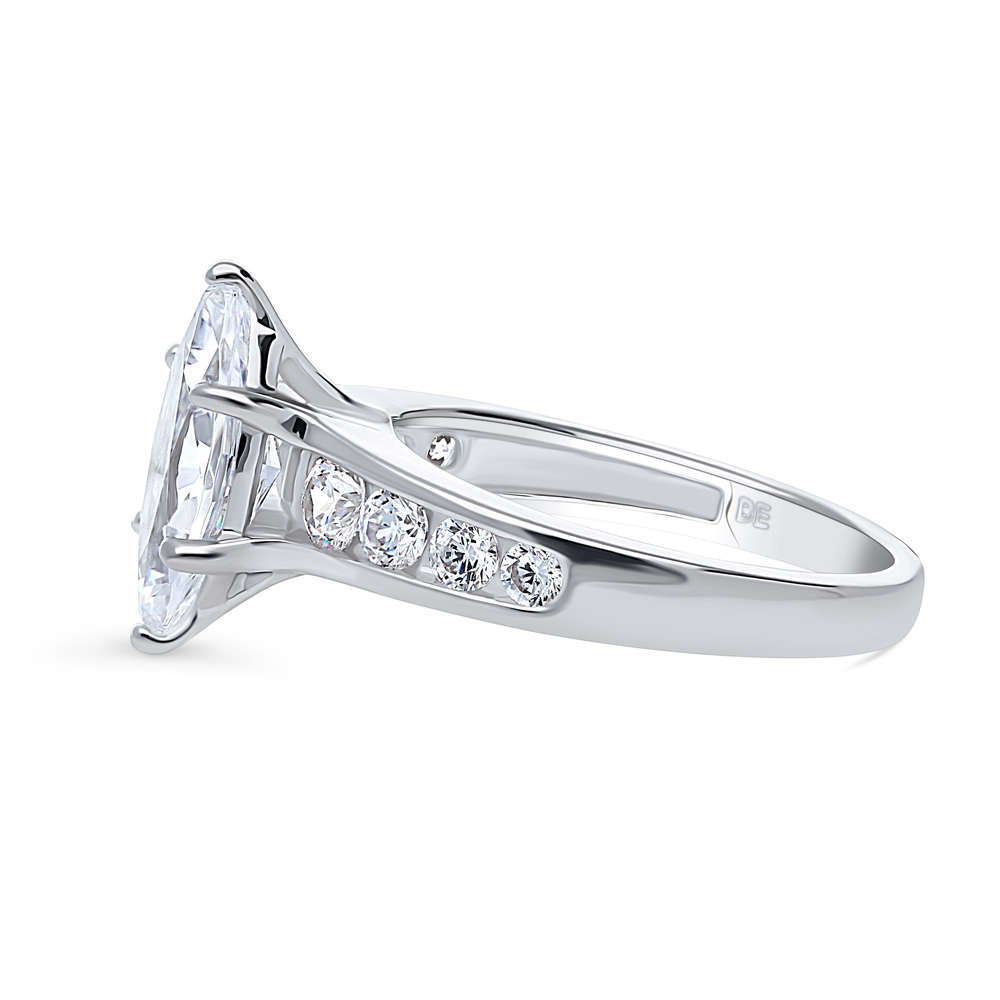 Angle view of Solitaire 1.6ct Marquise CZ Ring in Sterling Silver, 5 of 10