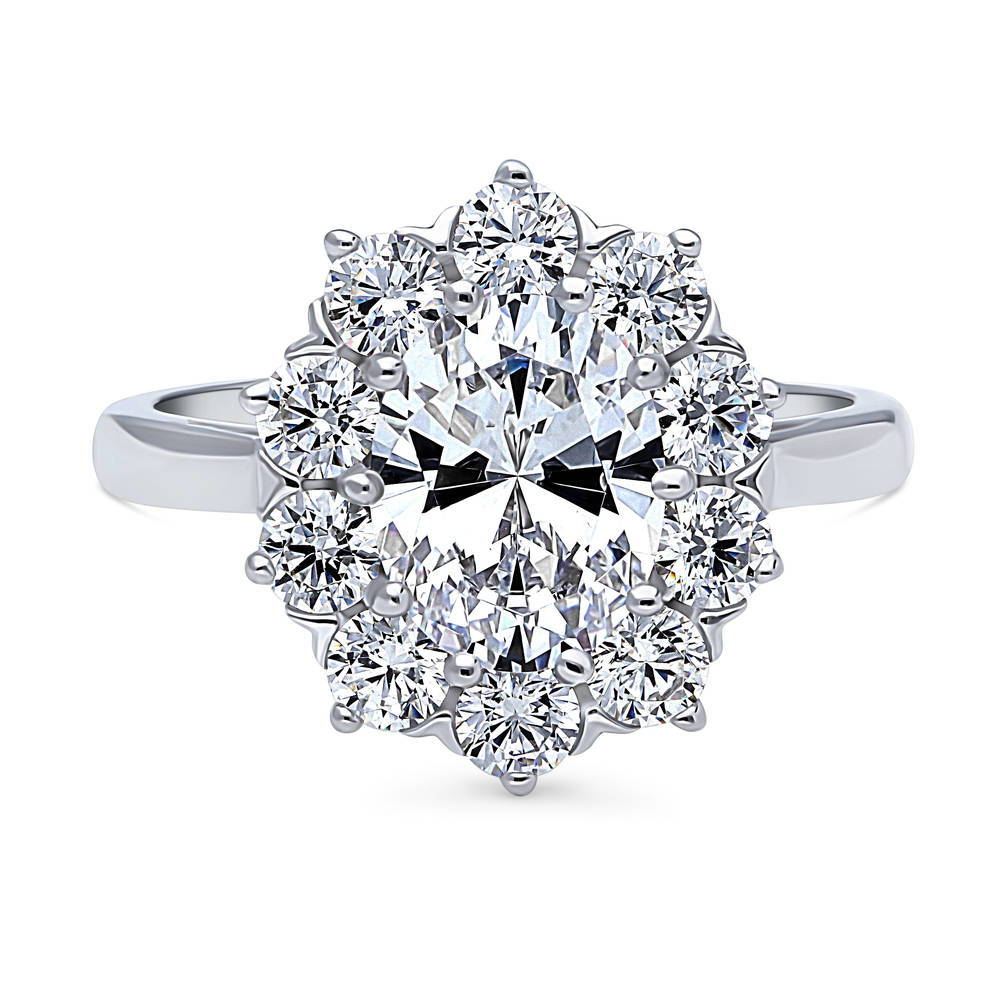 Flower Halo CZ Ring in Sterling Silver
