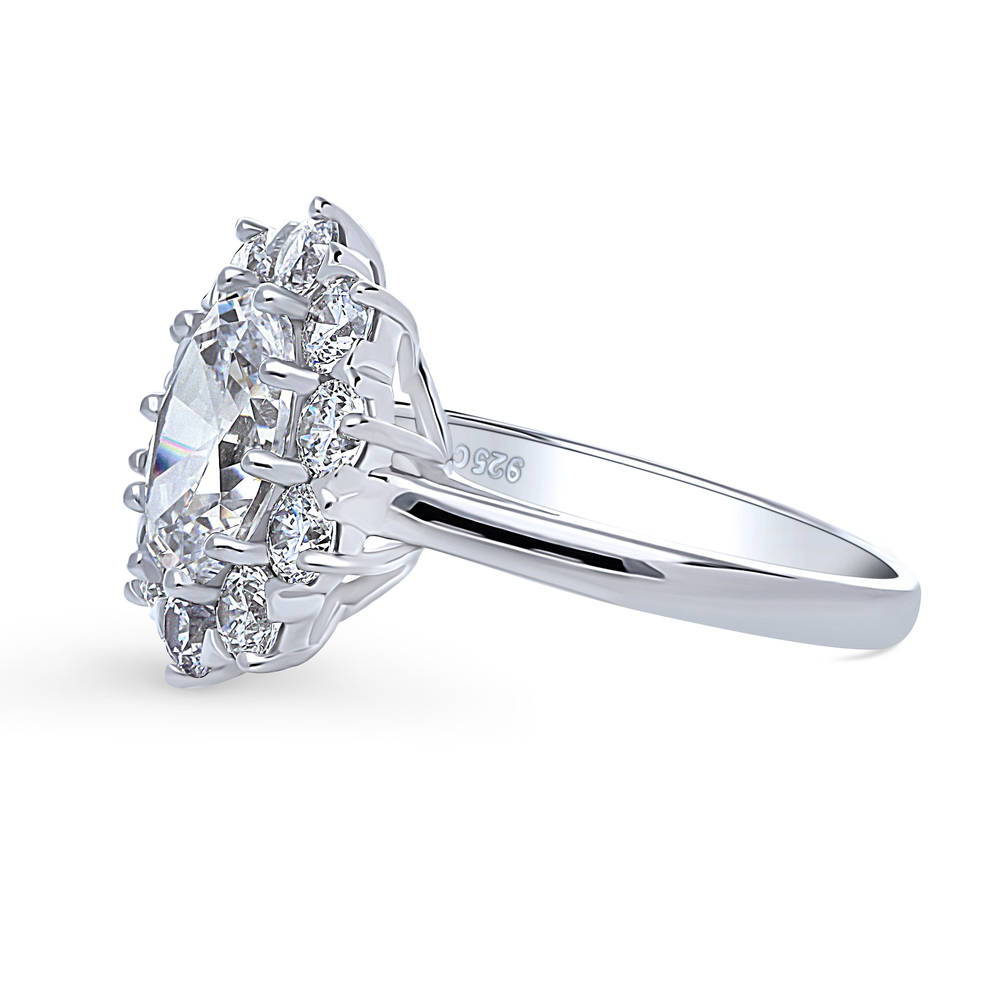Flower Halo CZ Ring in Sterling Silver