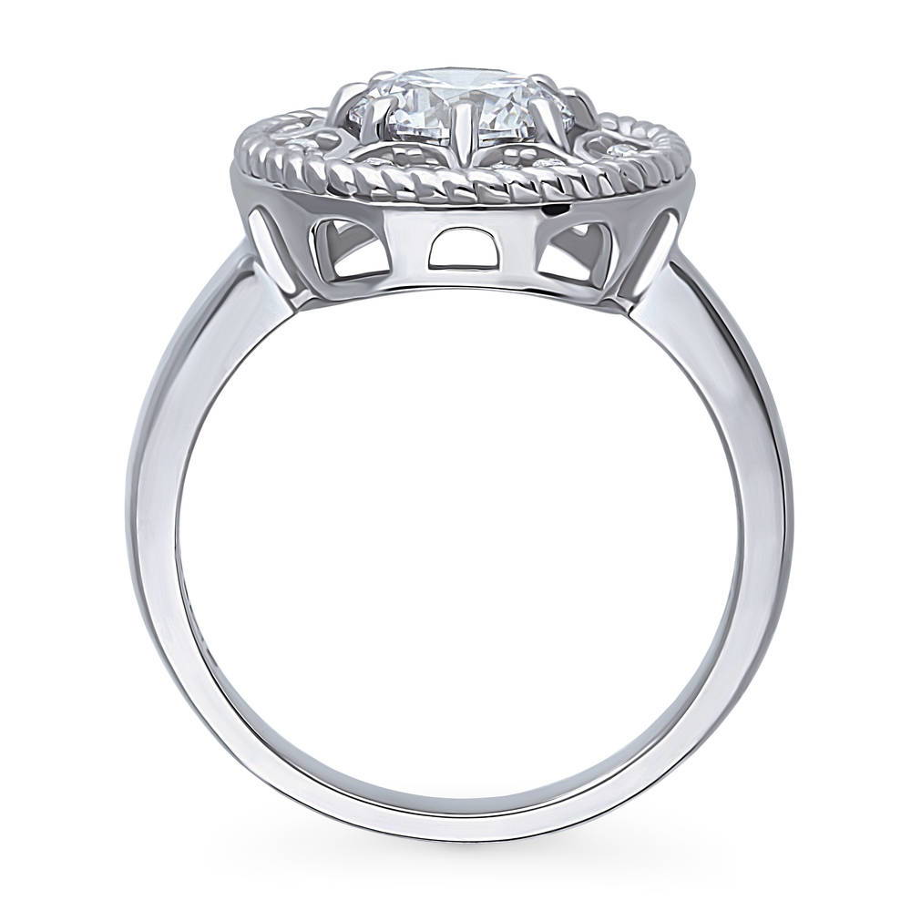 Cable Halo CZ Statement Ring in Sterling Silver