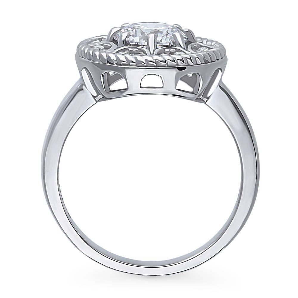 Alternate view of Cable Halo Art Deco CZ Ring in Sterling Silver, 8 of 8