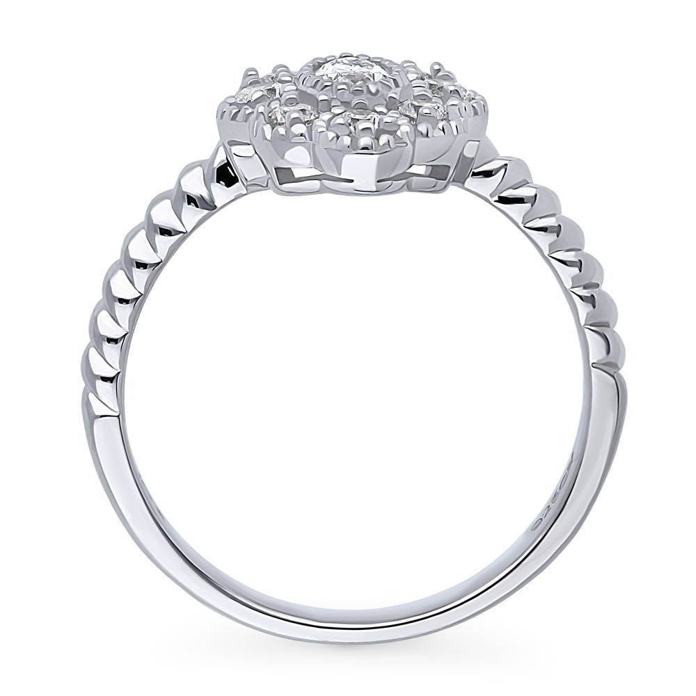 Halo Navette Marquise CZ Ring in Sterling Silver