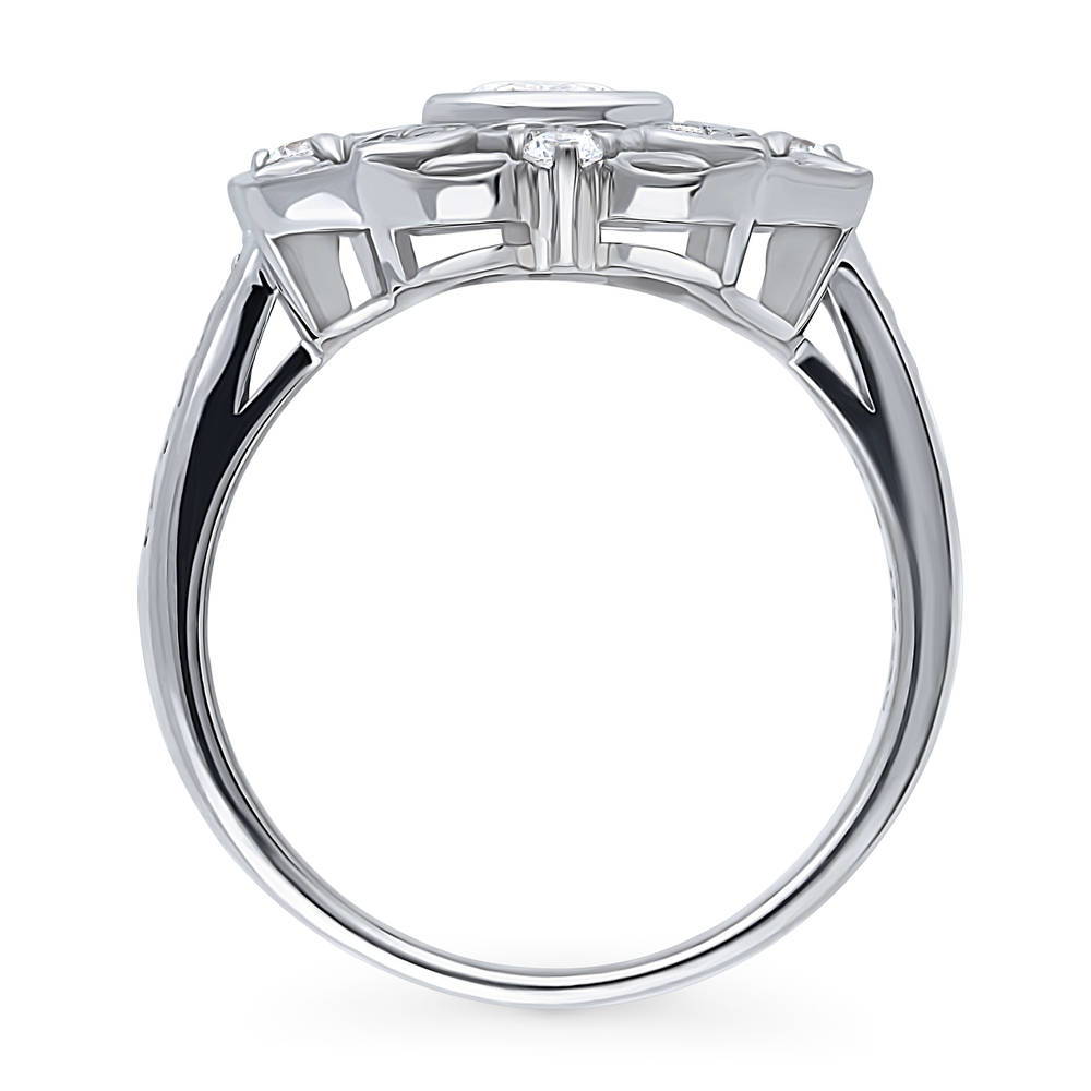Alternate view of Halo Flower Art Deco CZ Ring in Sterling Silver, 8 of 8