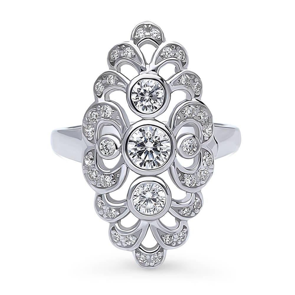 Navette Art Deco CZ Ring in Sterling Silver, 1 of 9