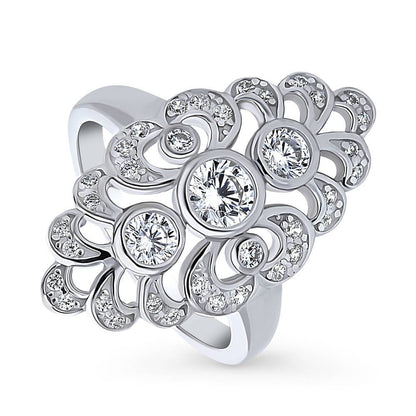Navette Art Deco CZ Ring in Sterling Silver