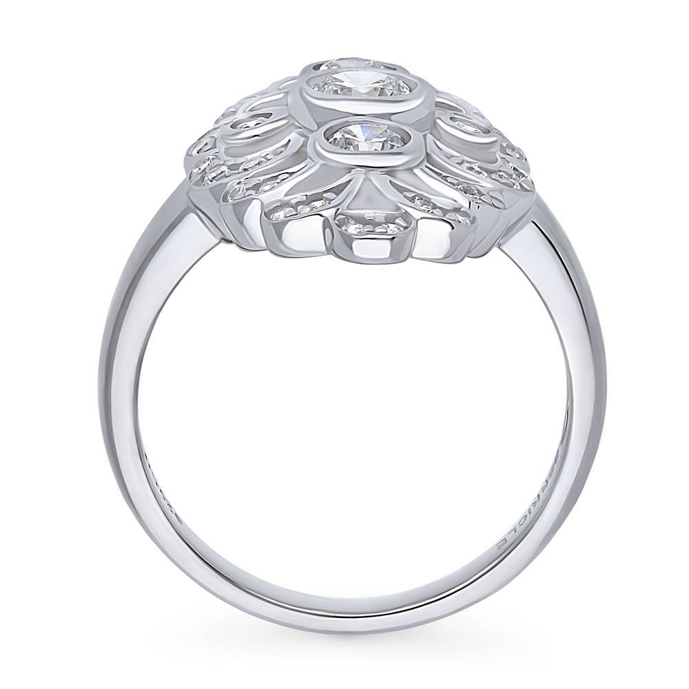 Navette Art Deco CZ Statement Ring in Sterling Silver