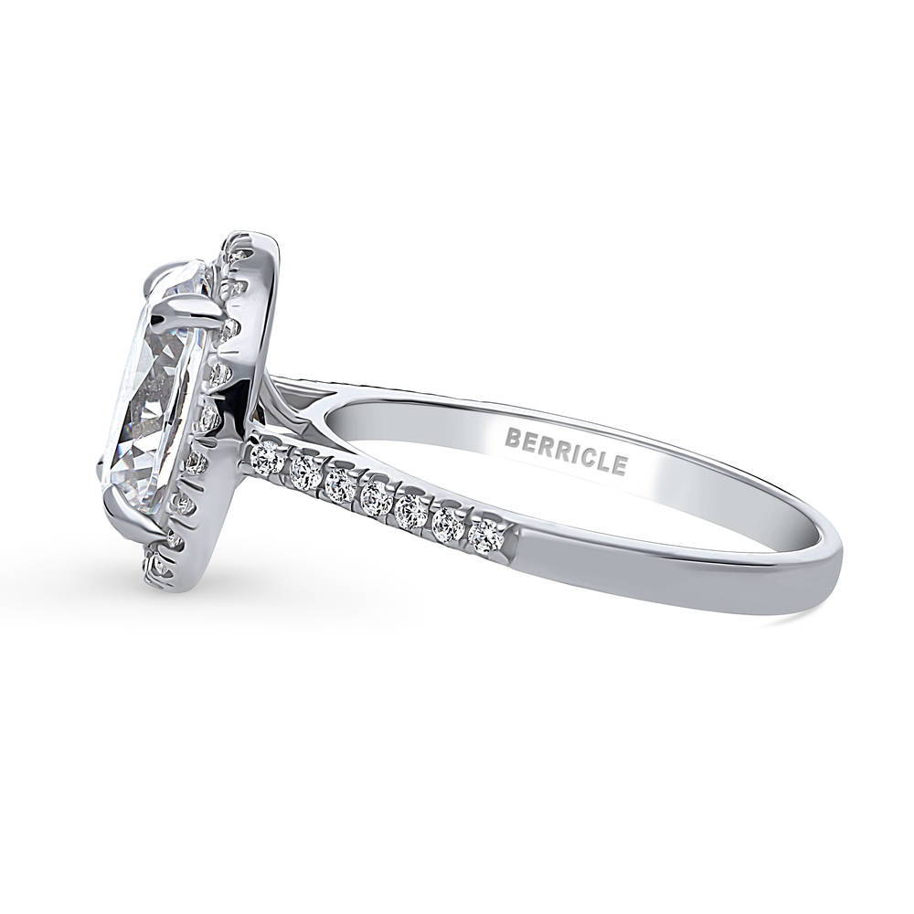 Halo Oval Cut CZ Ring in Sterling Silver