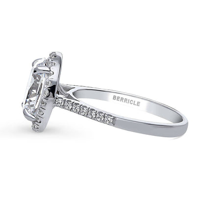 Halo Oval Cut CZ Ring in Sterling Silver