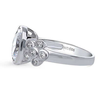 Flower Solitaire 2.5ct Bezel CZ Ring in Sterling Silver