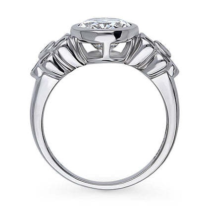 Flower Solitaire 2.5ct Bezel CZ Ring in Sterling Silver