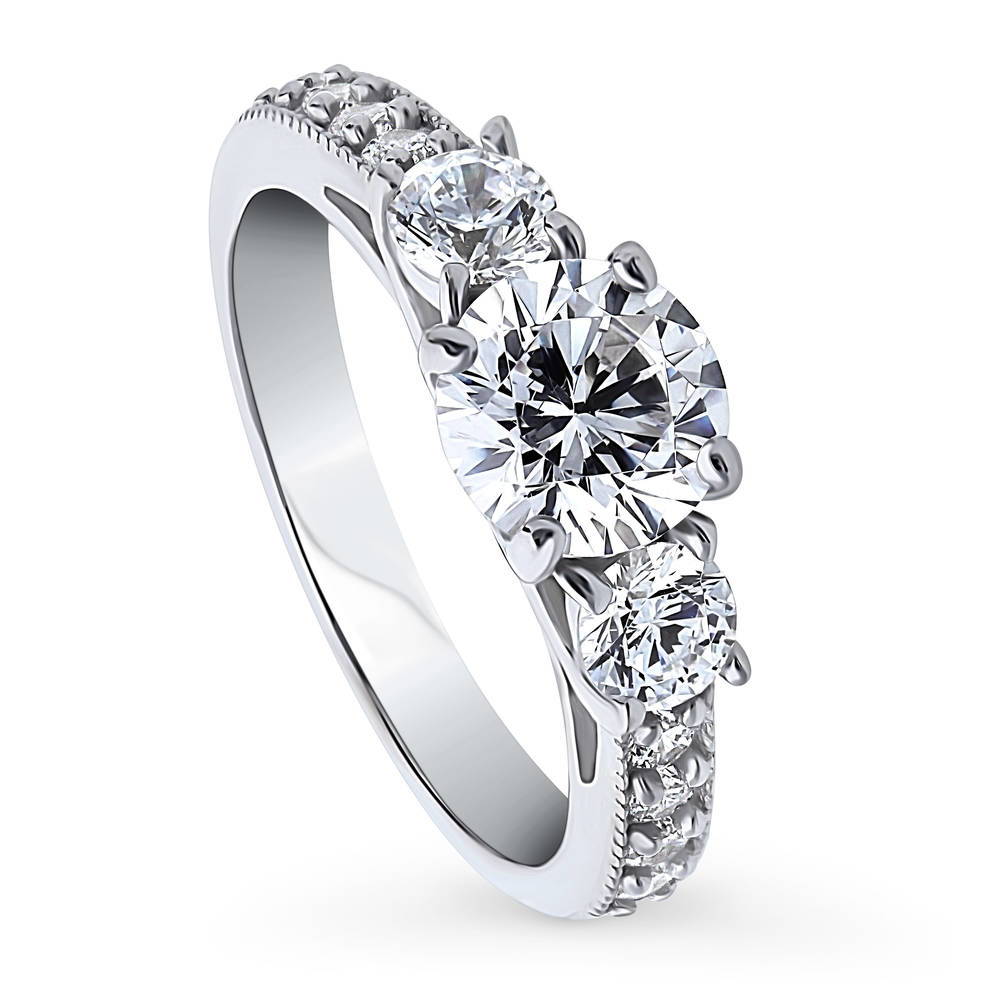 3-Stone 1.25ct CZ Ring in Sterling Silver