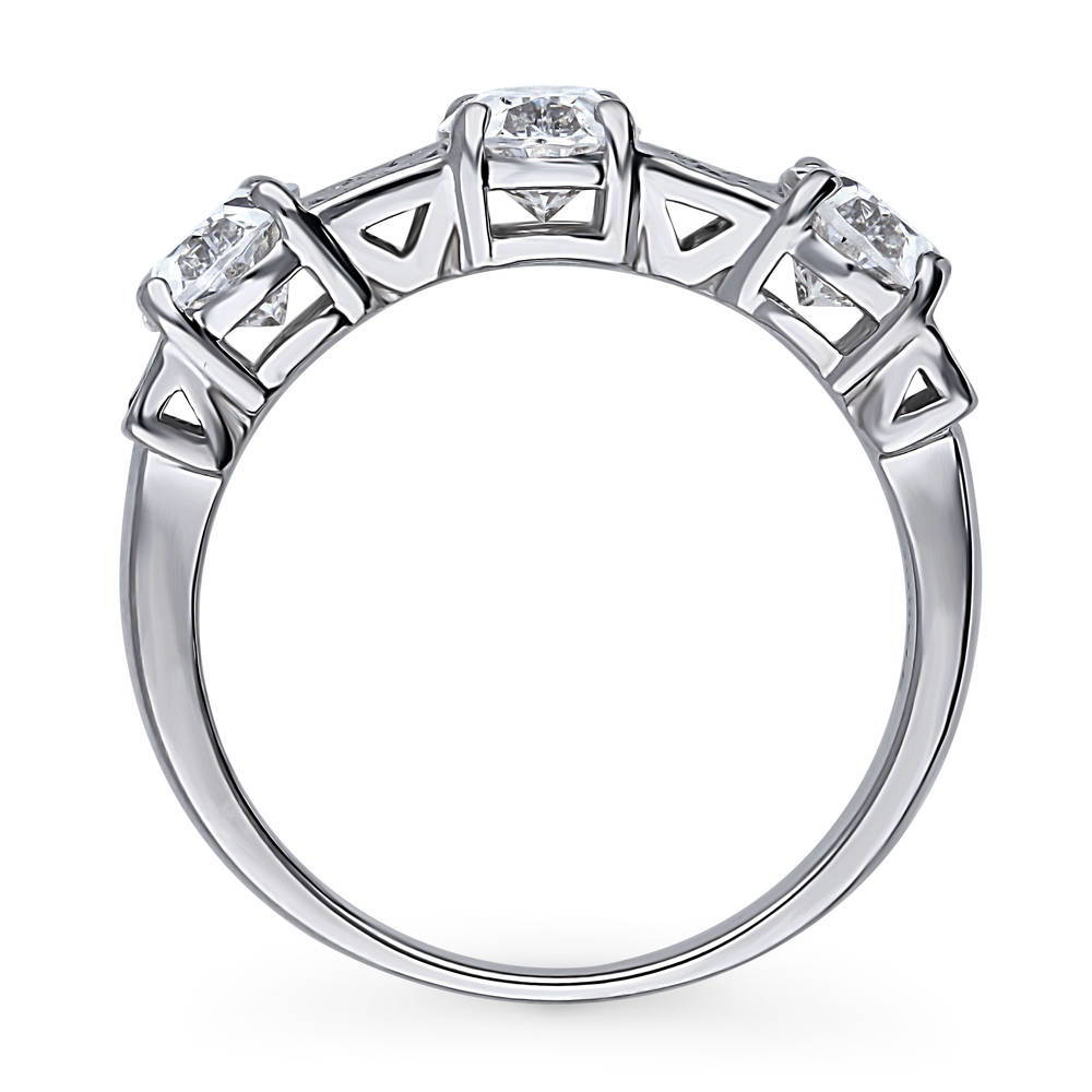 3-Stone Art Deco 2.1ct Oval CZ Ring in Sterling Silver