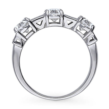 3-Stone Art Deco 2.1ct Oval CZ Ring in Sterling Silver