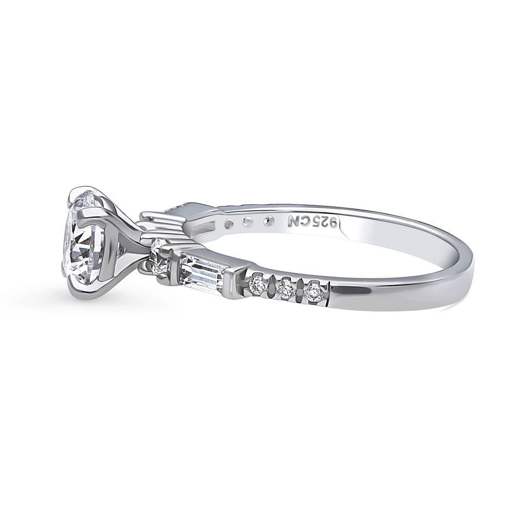 Solitaire Art Deco 1ct Round CZ Ring in Sterling Silver