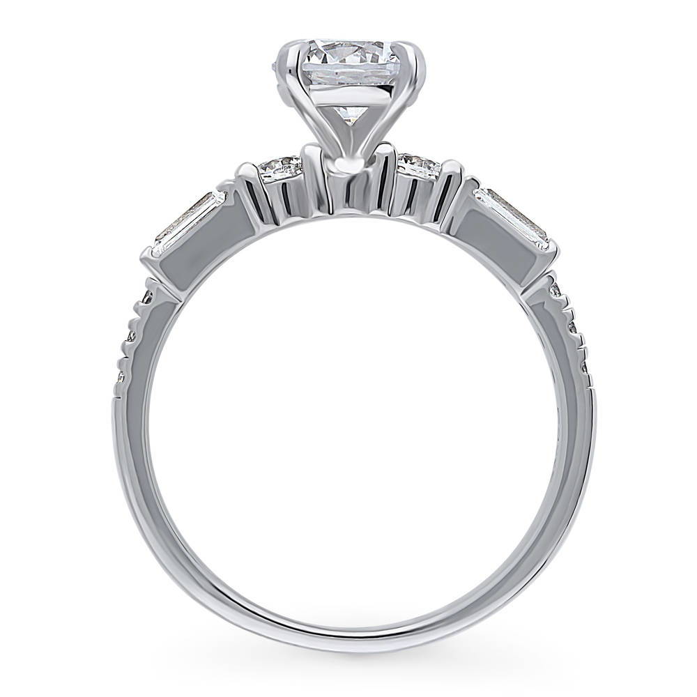 Solitaire Art Deco 1ct Round CZ Ring in Sterling Silver