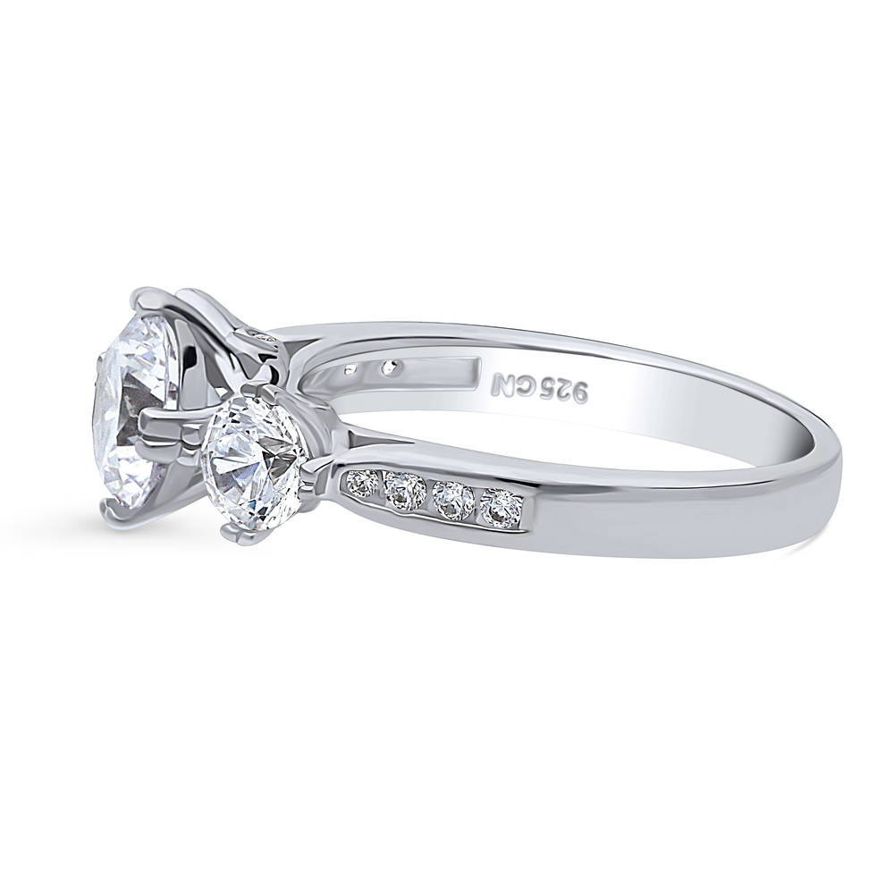 Angle view of 3-Stone 1.25ct CZ Ring in Sterling Silver, 5 of 8