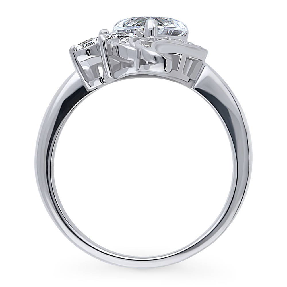 Alternate view of Heart Flower CZ Ring in Sterling Silver, 8 of 8