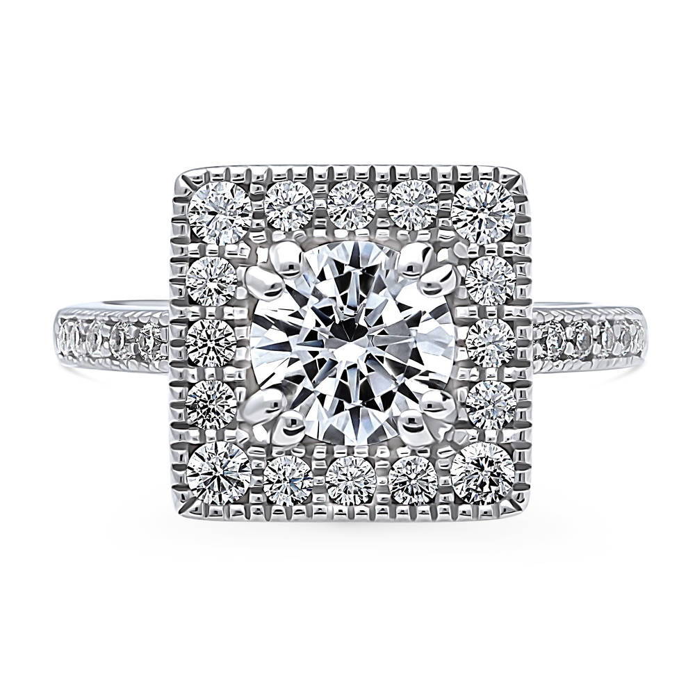 Halo CZ Ring in Sterling Silver, 1 of 14