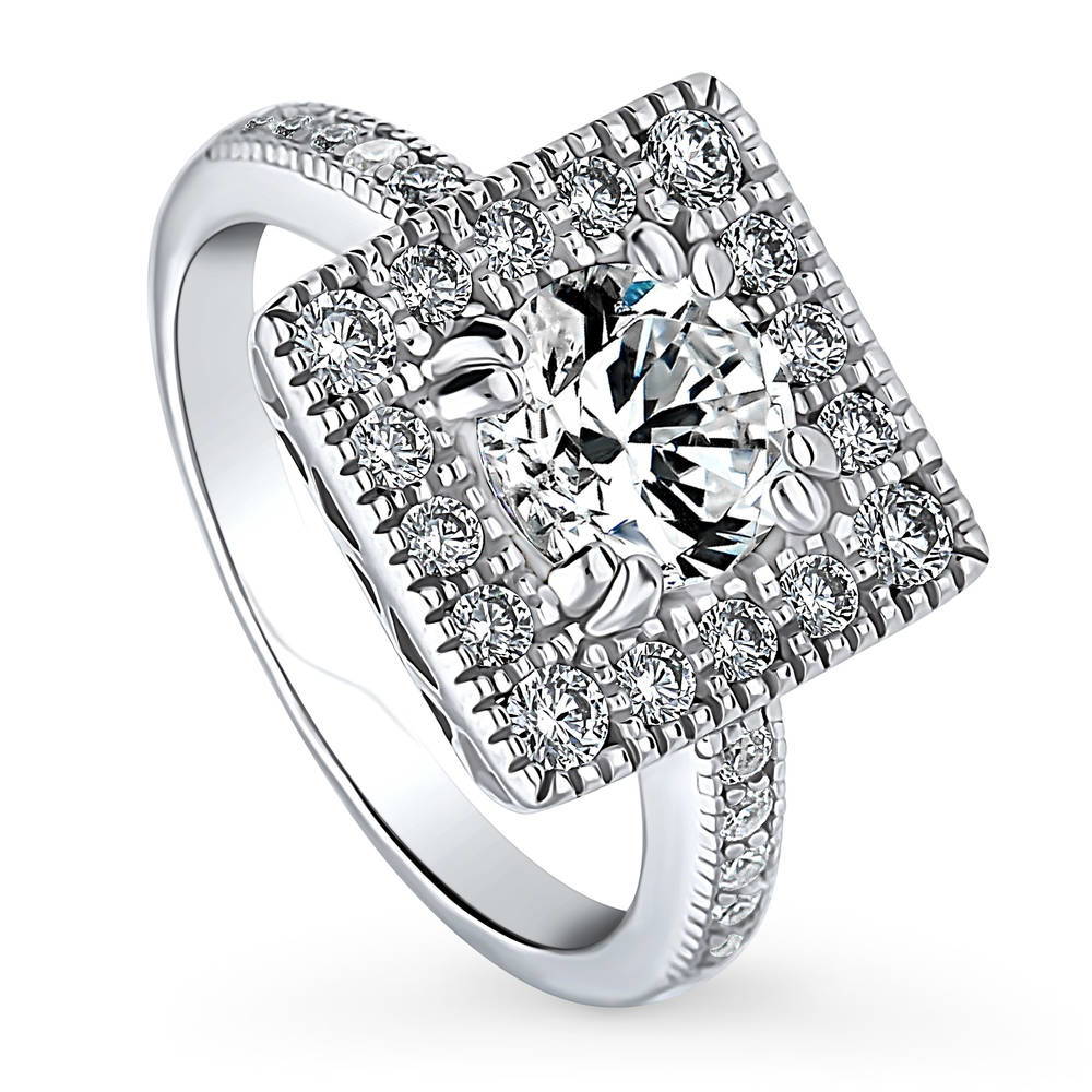 Front view of Halo CZ Ring in Sterling Silver, 4 of 14