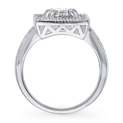 Halo CZ Ring in Sterling Silver