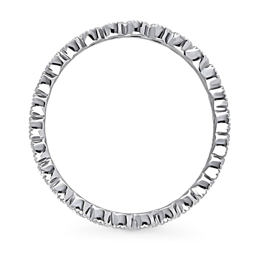 Angle view of Bubble Milgrain Bezel Set CZ Eternity Ring in Sterling Silver, 5 of 8