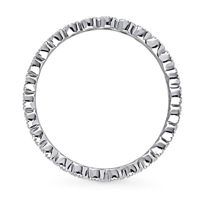 Bubble Milgrain Bezel CZ Eternity Ring in Sterling Silver