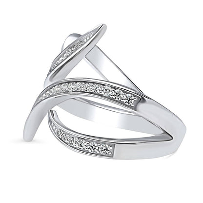 Bypass Wave CZ Ring in Sterling Silver
