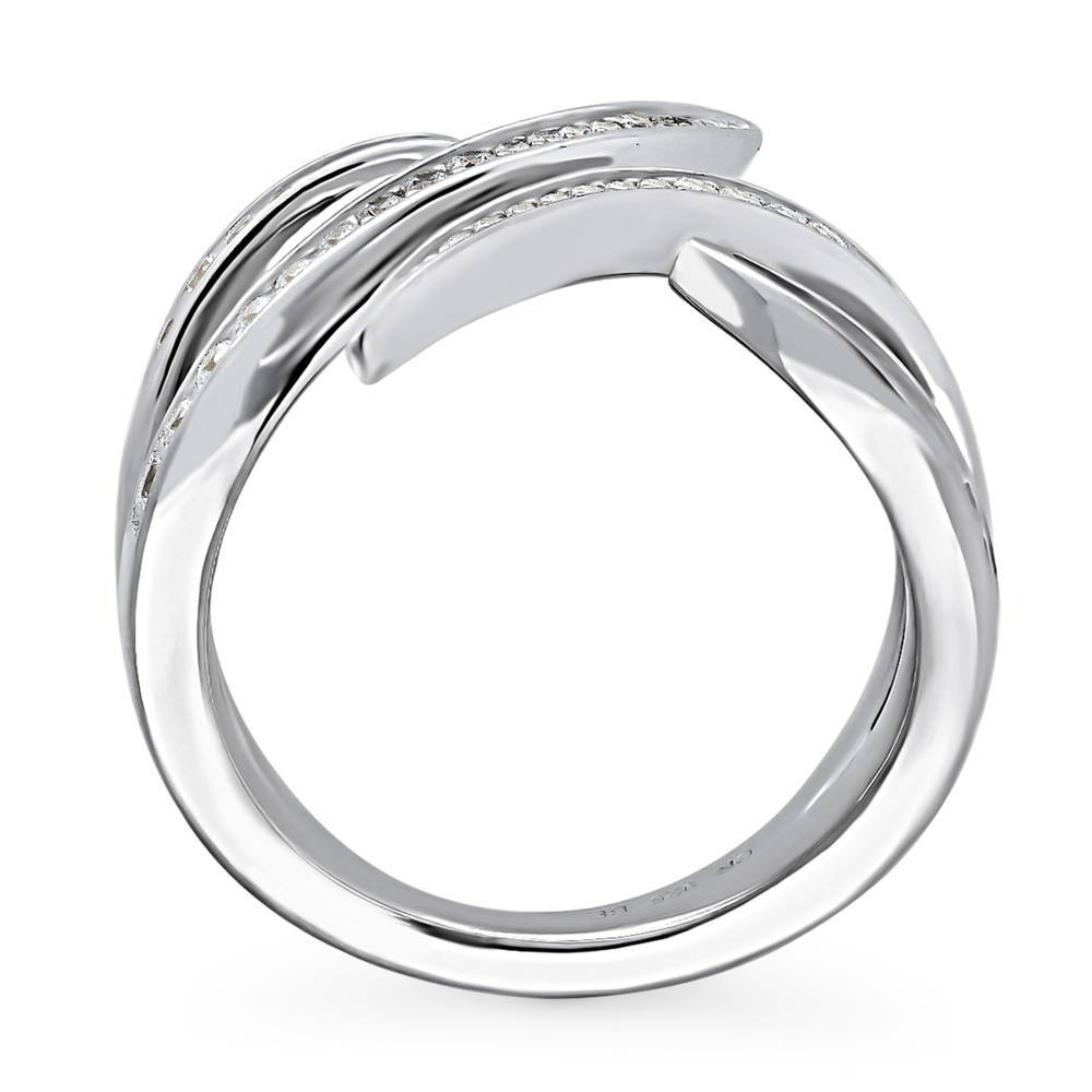 Alternate view of Bypass Wave CZ Ring in Sterling Silver, 8 of 8