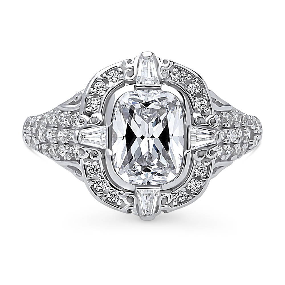 Art Deco CZ Statement Ring in Sterling Silver