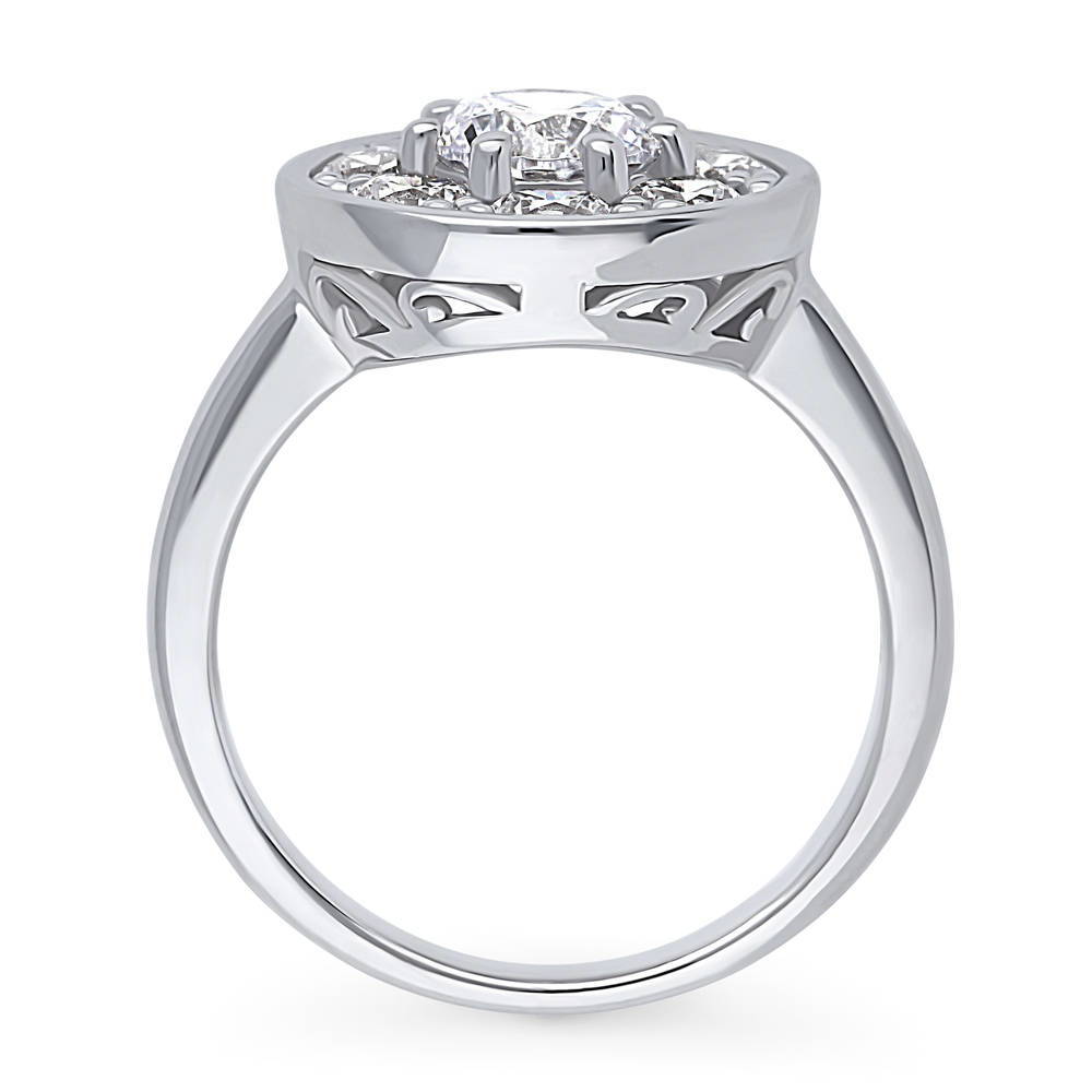 Alternate view of Flower Halo CZ Ring in Sterling Silver, 8 of 8