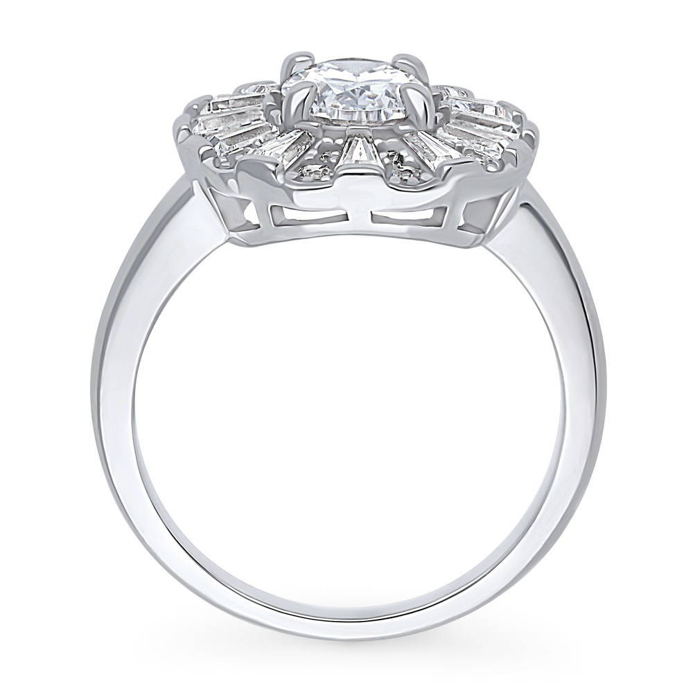 Alternate view of Halo Art Deco Oval CZ Ring in Sterling Silver, 8 of 8